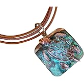 Elaine Coyne Collectible Artwear Verdigris Patina Solid Brass Classic Sea Turtle Pendant on Triple Rawhide by Elaine Coyne -Necklace is USA Made