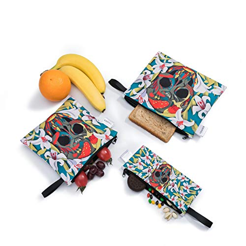 Vouska Reusable Sandwich Bags Snack Bags for Kids, Eco Friendly Snack Lunch Bags - 100% BPA, PVC, Vinly,Phthalate,Lead Free and Lab Tested Food Safe-Set of 3 - Thumbnail 7