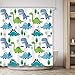 Cartoon Dinosaur Kids Shower Curtain Green Leaf Tree Bathroom Decor Fabric Bathroom Set Polyester Waterproof 72 x 72 Inches with 12-Pack Plastic Shower Hooks