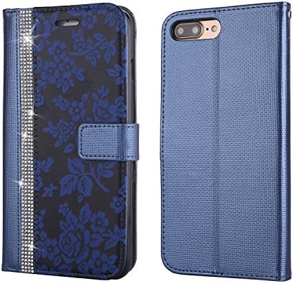 RoseKing Legacy Leather Flip Wallet Case with Card Slots for iPhone7plus / iPhone 8 plus (Blue)