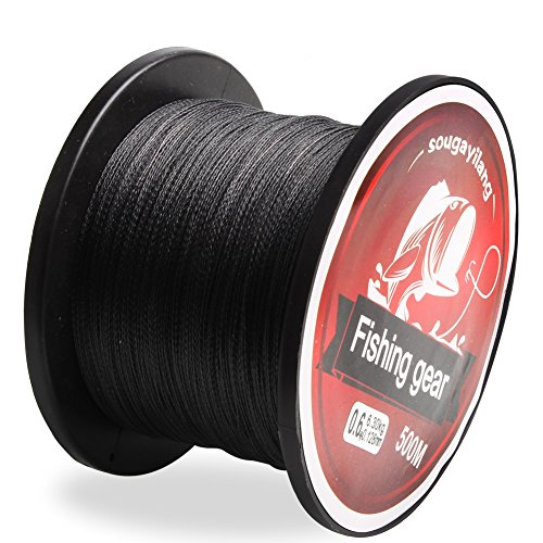 Sougayilang 500m/547Yards 4 Strands 12lb-72lb Multifilament Pe Superbraid and Braided Fishing Line (Grey Yellow Black Green Multicolor)