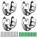 Canomo 4 Packs 1-1/4 Inches Open Hole Diameter Stainless Steel Closet Rod End Supports Closet Pole Sockets Flange Rod Holder with Screws, Silver (U-Shaped)