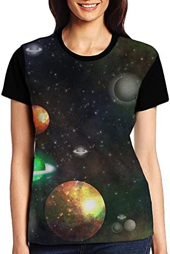 Womens Solar System Planets Universe Science Novelty Short Sleeve Raglan Tshirts Workout Baseball Jersey T-Shirts