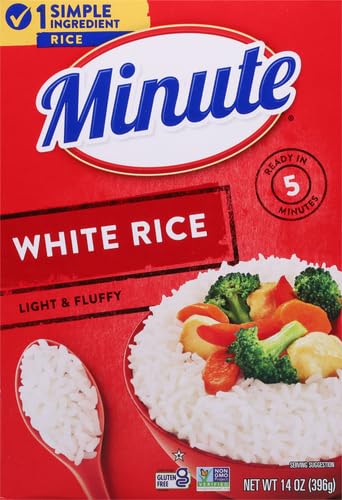 MINUTE WHITE RICE, INSTANT WHITE RICE FOR QUICK DINNER MEALS, 14-OUNCE BOX