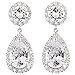 FC JORY Full Prong Cubic Zirconia Birthstone Teardrop Pear Cut Bridal Wedding Crystal Dangle Drop Earrings
