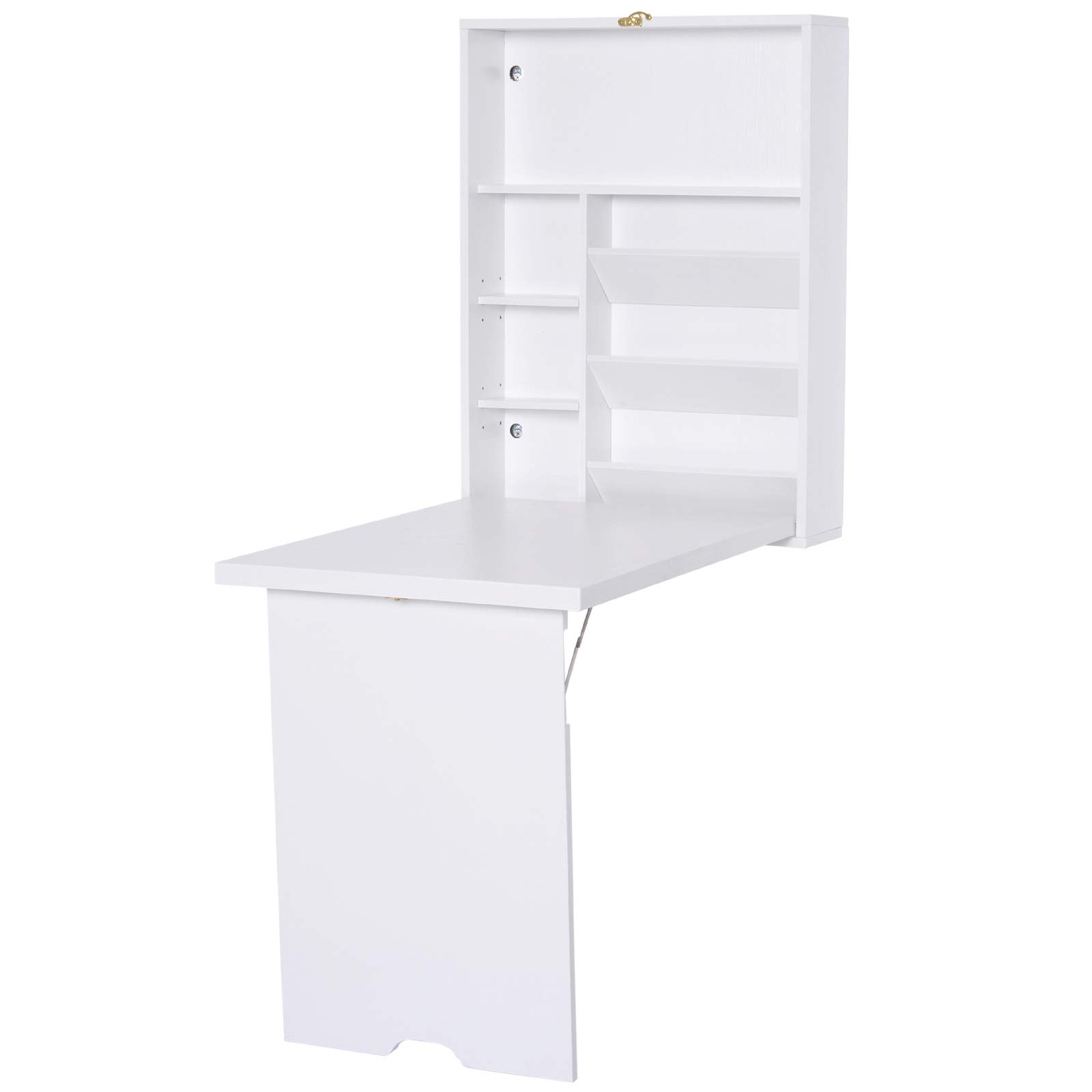 Compact Fold Out Wall Mounted Convertible Desk with Storage