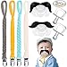 UniBetter Pacifier Clips with Mustache Pacifier Teething Toy Universal Pacifier Teething Ring Holder Soothie by Handmade Braided