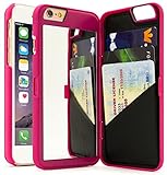 iPhone 7 Plus Case, Bastex Hot Pink Hidden Back Wallet Mirror Case with Stand Feature and Card Holder for Apple iPhone 7 Plus