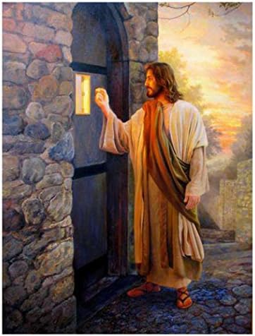 Yeefant Jesus Knocks on the Door Embroidery Paintings No Fading 5D Canvas Rhinestone Pasted Pasted DIY Full Diamond Cross Stitch Home Wall Decor for Bedroom Living Room,8x10 Inch