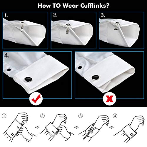 image for Cufflinks and Studs for Tuxedo, Cridoz 2 Cufflinks and 6 Studs Buttons