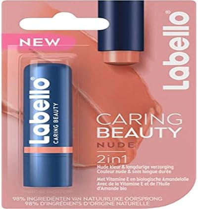 Labello Caring Beauty Nude Lip Balm Hydrating Shea Butter Almond Oil 5.5ml