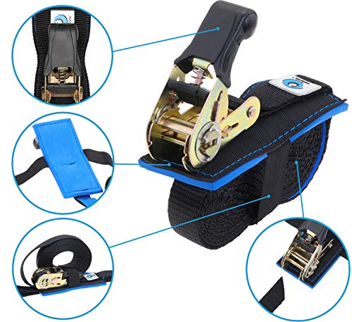 valonic Ratchet Straps, Tie Down Straps with Anti-Scratch pad, 13 FT x 1 inch, 1763 lbs Break Strength, 2-Pack Lashing Strap Set, Black