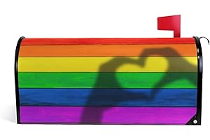 WOOR Rainbow Gay Peace Pride Heart Love On Wooden Magnetic Mailbox Cover MailWraps Garden Yard Home Decor for Outside Standard Size-18"x 20.8"
