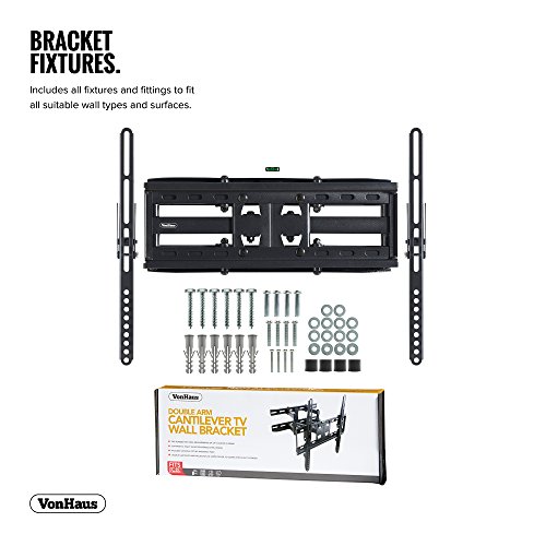 VonHaus-Double-Arm-Articulating-Cantilever-TV-Bracket-Wall-Mount-with-Tilt-for-23-56-LCD-LED-Plasma-Flat-Panels-Heavy-Gage-Reinforced-Steel-Strong-100lbs-Weight-Capacity