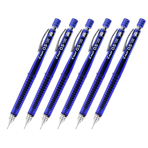 Pilot H-325 Drafting Mechanical Pencils, 0.5mm, Blue, Pack of 6