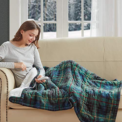 Degrees of Comfort Plush Sherpa Electric Heated Throw Blanket for