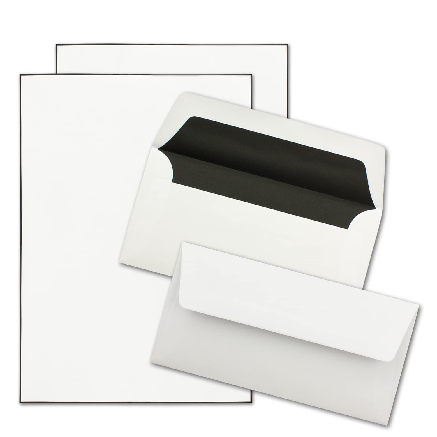 10x Mourning Paper Sets DIN A4 with white envelopes, black lined - Writing paper with handmade black border - Writing paper for condolences