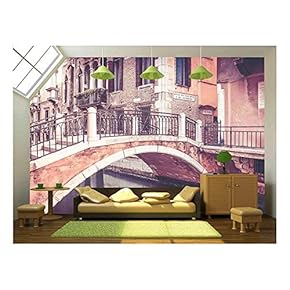 Beautiful Bridge in Antique Venice City, Italy - Removable Wall Mural | Self-Adhesive Large Wallpaper - 66x96 inches