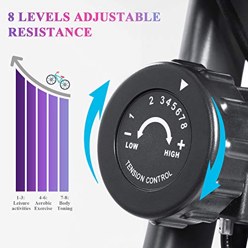 Exercise-Bike-Stationary-Bike-Foldable-Magnetic-Upright-Recumbent-Portable-Fitness-Cycle-with-Arm-Resistance-Bands-Extra-large-Adjustable-Seat-Pulse-3-in-1-Cycling-Indoor-Trainer-for-Home