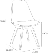mcc direct Set of 4 Retro Dining Chairs with Wooden Legs & Cushions view 2