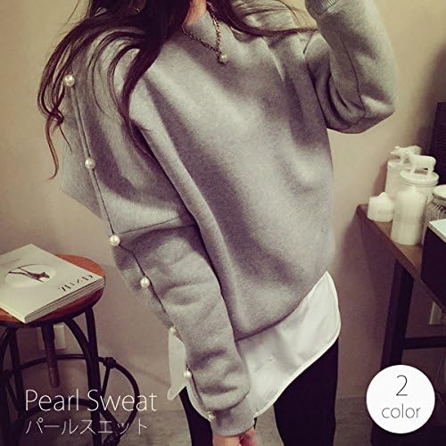 Amazon ノーブランド品 即 スウェット レディース トレーナー トップス プルオーバー パール付き カットソー カジュアル 長袖 F グレー フィットネス トレーニング スウェット パーカー 通販