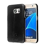 Galaxy S7 Case,Pierre Cardin Premium Genuine Leather Lightweight Slim Snap On Hard Back Cover For Samsung Galaxy S7 Black