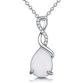 DONGHU 925 Sterling Silver Opal Pendant Necklace for Women Infinity/Love Knot Opal Birthstone Necklaces Birthday Mothers Day Jewelry Gift for Her
