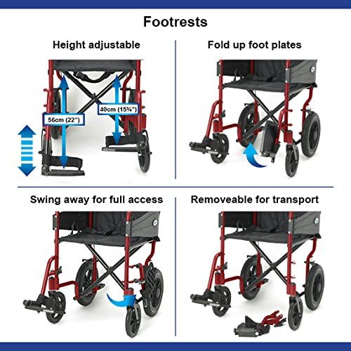 Days Lightweight Wheelchair for Adults Escape Folding Wheelchairs, Compact Wheel Chair with Adjustable Footrests - Image 5