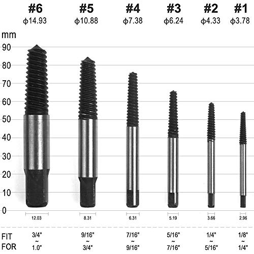 Damaged Bolt Screw Extractor, TIAMAT Extractor Remove Set Hardness