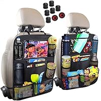 XingMart Car Backseat Organizer for Kids, Backseat Car Organizer with Touch Screen Tablet Holder + 9 Storage Pockets, Kick Mats Car Seat Back Protectors Great Travel Accessories (Upgrades, 2 Pack)