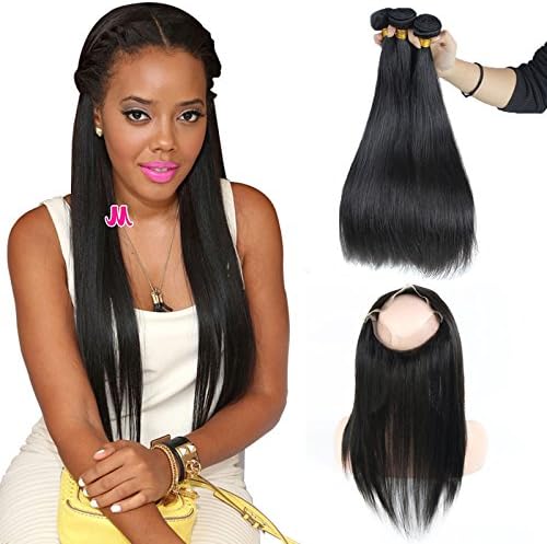 Kylie Beauty Hair Pre Plucked 360 Lace Frontal With Bundles Brazilian Virgin Hair Straight Human Hair 360 Lace Frontal Closure Bleached Knot Baby Hair