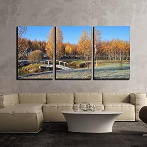 Country Landscape with Small Bridge in an Autumn...