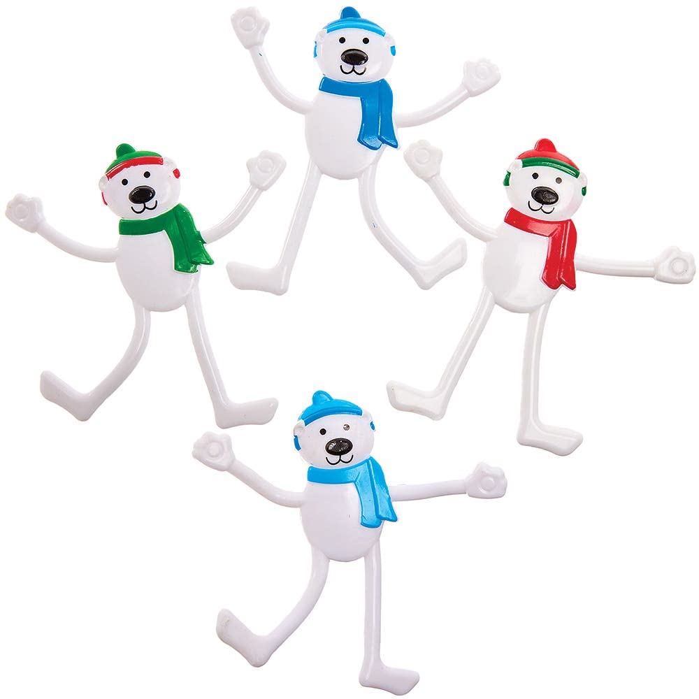 Baker Ross Bendy Polar Bears – Pack of 4, Christmas Party Bag Fillers for Kids (FX417)
