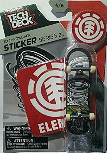 2016 Tech Deck TD Throwback STICKER Series 2 [4/6] - Element Tom Schaar Design Finger Skateboard with Display Stand