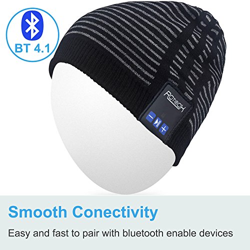image for Rotibox Wireless Bluetooth Beanie Hat Ear Covers Headphone Headset Mus