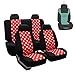 FH Group FH-FB115114 Full Set Polka Dots Car Seat Covers for Car Van and SUV, Red/Black Color