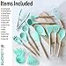 KuchePro 12-Piece Silicone Kitchen Utensil Set - Premium Natural Beech Wooden Handles with Non-Stick Silicone Heat Resistant Cookware for Cooking and Baking Tools - Green