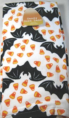 Set of 2 Halloween Towels Bats and Candy Corn100% Cotton 16" x 26"