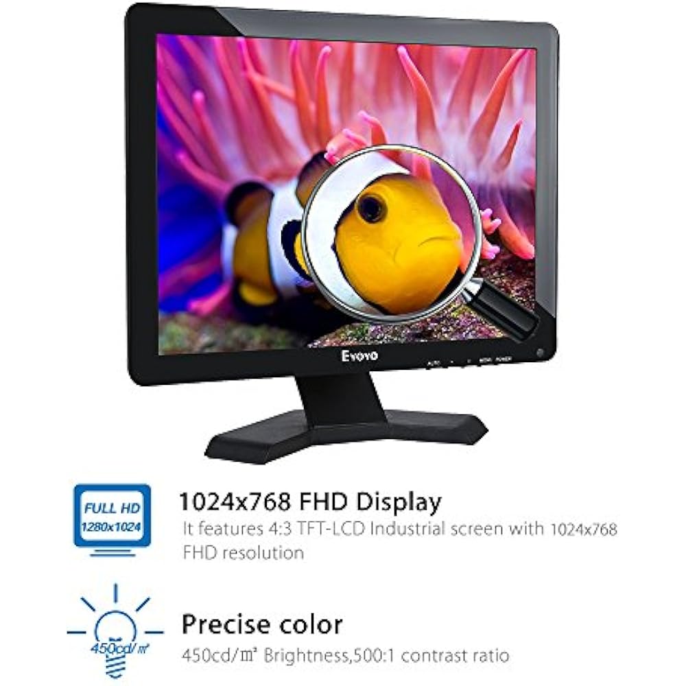 15 Inch TFT LED Monitor 43 Ultra-Thin 1024x768 Resolution HD Video Security BNC | eBay