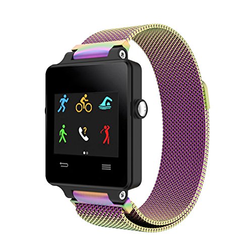 Garmin Vivoactive Acetate Watch Band, MoreToys Milanese Loop Stainless Steel Replacement Wristband Bracelet Strap for Garmin Vivoactive Acetate Sports GPS Smart Watch (Purple) - Thumbnail 5