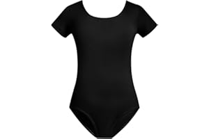 Belovance Gymnastics Leotards for Girls Black Ballet Dance Outfits Toddler Kids Basic Short Sleeve Tumbling Outfit Bodysuit