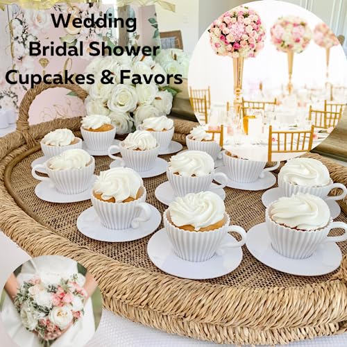 Evelots Teacup Silicone Cupcake Liners 24 Pc Set Oven Safe Baking Set