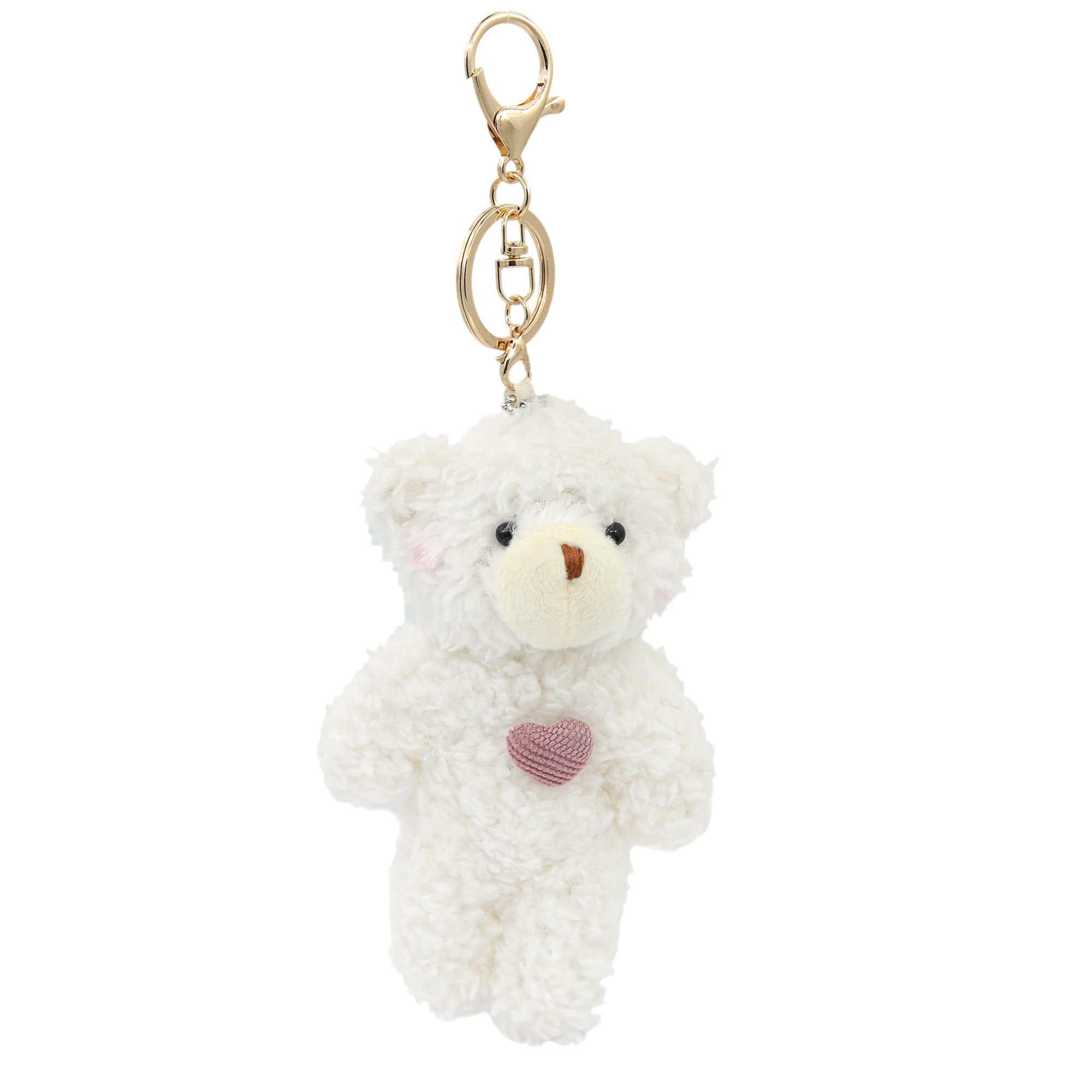 Photo 1 of Zitokin Bear Plush Keychain Toys for Kids with Purple Heart 5" Inch Stuffed Teddy Plushie Backpack Purse Pendant Gift for Girls (C-White-Heart)