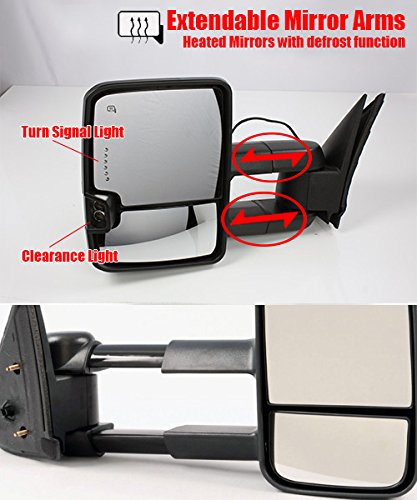 ModifyStreet Power Side Towing Mirrors w/Turn Signal and Heated Defrost and Clearance Light for 03-06 Chevy Silverado Avalanche Tahoe Yukon/XL/Denali Suburban or GMC Sierra - Chrome finished