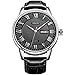 SONGDU Men's Day Date Dress Watches Black with Roman Numeral and Leather Strap