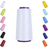 Polyester Low Stretchy Woolly Serger Thread 2500Yards Per Spool, for Overlock Machines, Durable Serger Thread for Sewing Knits, Apparel and Home DIY Projects (White)