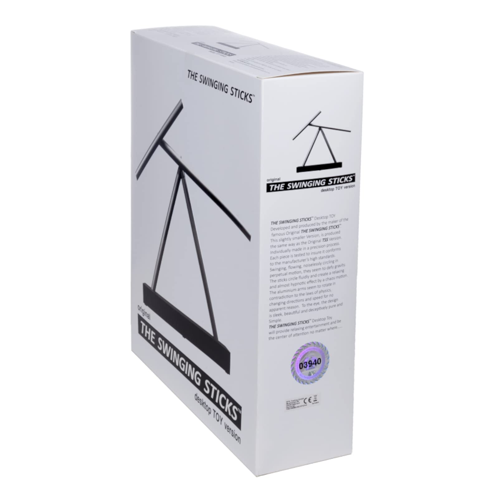 The Swinging Sticks Kinetic Energy Sculpture - Desktop Toy Version (White/Red)