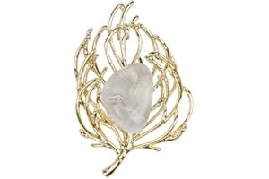 Natural Crystal Amethyst Leaf Brooch | Semi-Precious Stone Pin for Clothing & Accessories