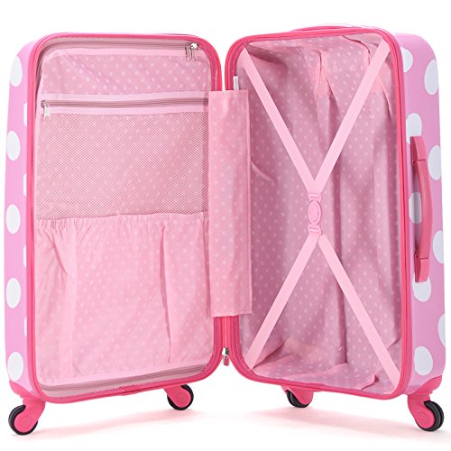 Rockland Laguna Beach Hardside Spinner Wheel Luggage, Pink Dots, Carry-On 22-Inch