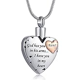 Heart Urn Necklace for Ashes Women Men Cremation Jewelry for Ashes Cremation Necklace In Memory of Loved One Grandpa Grandma Dad Mom Uncle Aunt Brother Sister Daughter Son